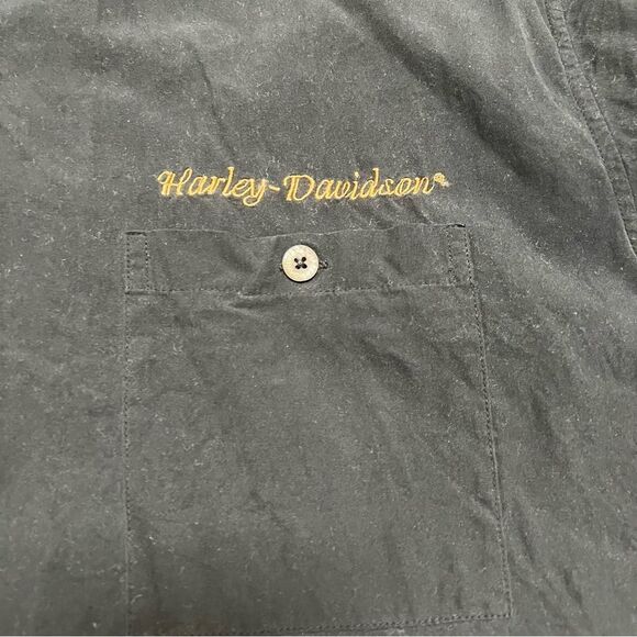 Harley Davidson Embroidered Shirt Mens Size XXL Black Vintage SILK RARE - Picture 9 of 9